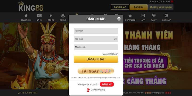 Hướng dẫn các bước tham gia King88